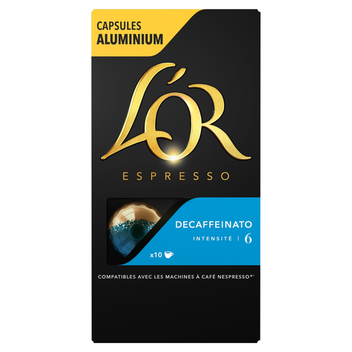 Capsules L'OR Decaf Espresso, Compatible with Nespresso, 10 Count