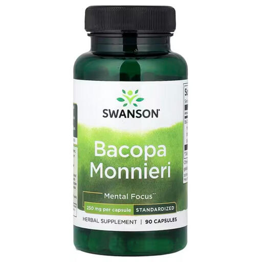 Swanson Bacopa Monnieri Cognition 250mg Cognitive Support Capsules