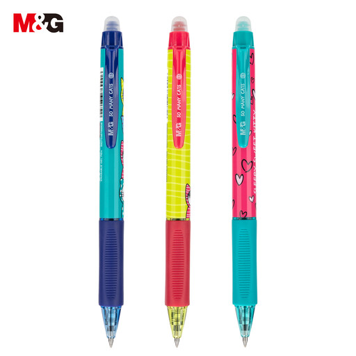 M&G So Many Cats Retractable Erasable Gel Pens, 6 Pack Blue Ink