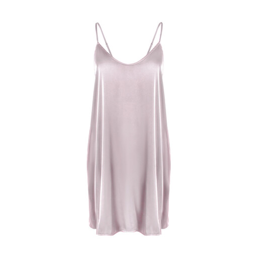Round-Neck Pink Silk-Like Suspender Dress