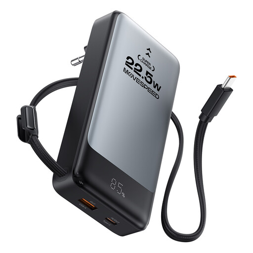 MOVESPEED 3-in-1 Power Bank with integrated AC plug and USB-C cable