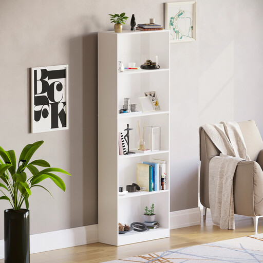 Vida Designs Cambridge 5 Shelf Bookcase in White