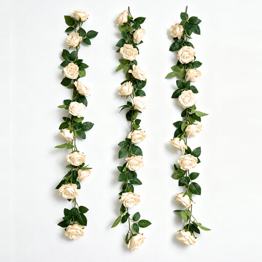 Wei's Moment Pack of 3 (2 metres) Artificial Flower Garland Champagne Peony Garland