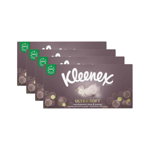 KLEENEX Ultrasoft Facial Tissues 3-Ply Silky Soft, 4 Boxes