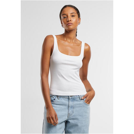 Urban Classics Ladies Wide Neck Rib Top 2-Pack in Weiß