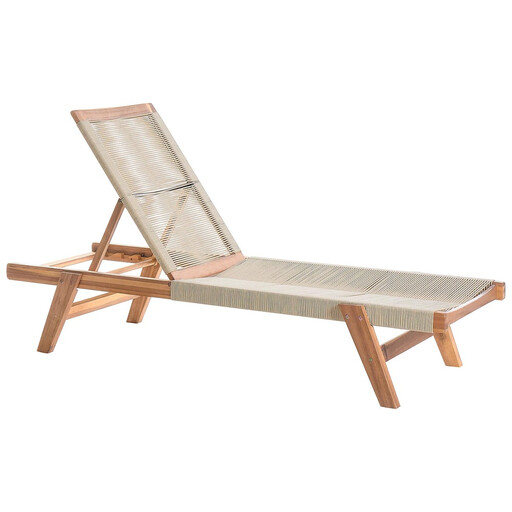 Beliani Wooden Reclining Sun Lounger Beige PROSSEDI