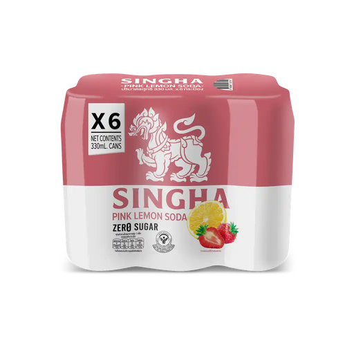 Singha Pink Strawberry Lemon Soda six 330ml cans