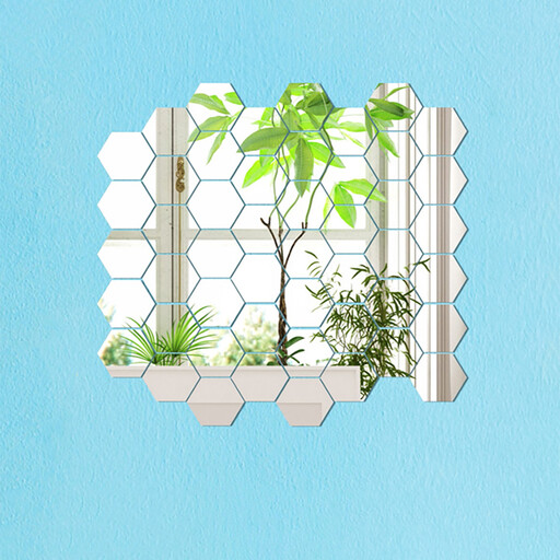 12-Piece Hexagonal Mirror Wall Stickers