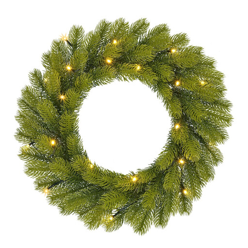 Nagoya LED Green Wreath, 20L, TIPS 70, Battery Powered - H12 x D45 cm