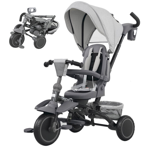 AIYAPLAY Kids Trike, Toddler Tricycle 6 in 1 Foldable Baby Trike