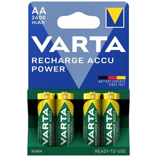 VARTA Recharge Accu Power AA 2600 mAh 4-Pack for High-Energy Devices