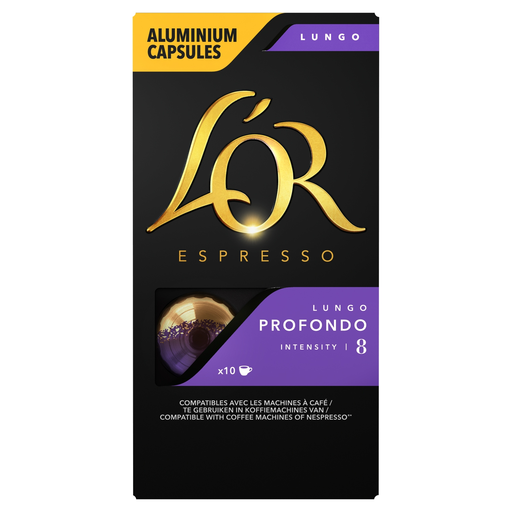 L'OR Espresso Lungo Profondo Capsules, Compatible with Nespresso, 10 Count