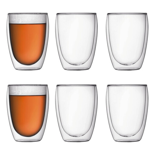 2 Pack 350ml Double Walled Tall Coffee Glasses Mugs Cups
