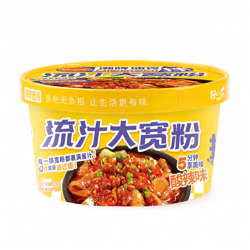 Tian Xiao Hua Bowl 0% Fat Juicy Wide Potato Noodles (Snack Version) Hot & Sour Flavour 274g