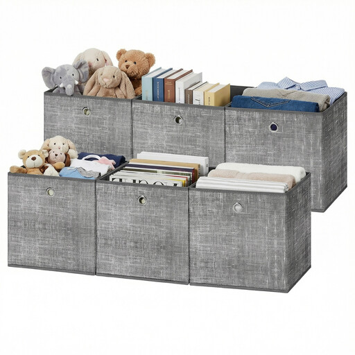 Ochama x SONGMICS Foldable Storage Bins, Set of 6, Grey