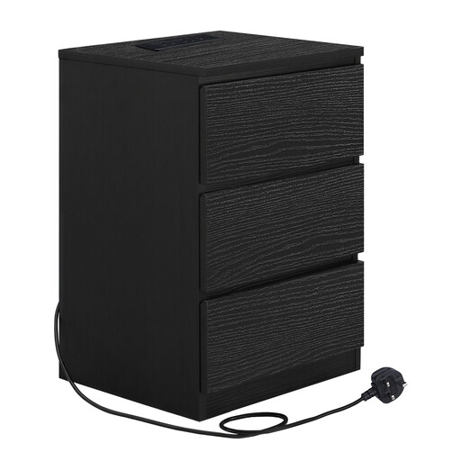 Ochama x SONGMICS Nightstand with Charging Station, Black