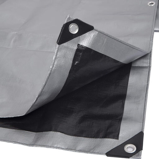 Woltu Gewebeplane 4x5m 280g/m² Grau-Schwarz