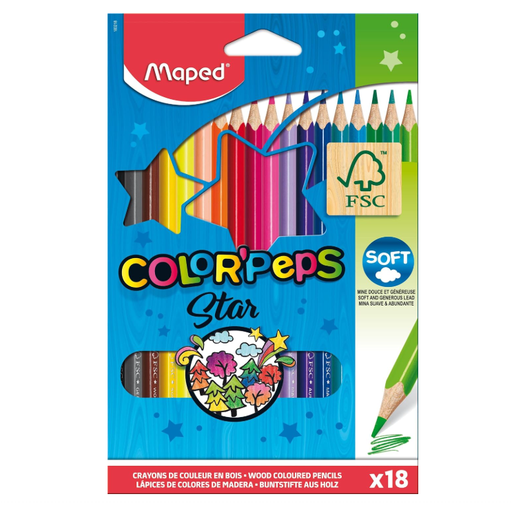 Maped Color'Peps Triangular Coloured Pencils 18 Colours