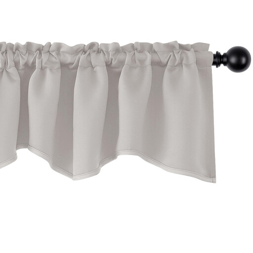 Deconovo Blackout Plain Fabric Pole Pocket 2.5+7 Scalloped Valance