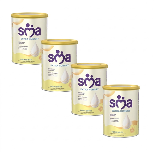 SMA Extra Hungry Infant Milk from Birth, four 800g tins