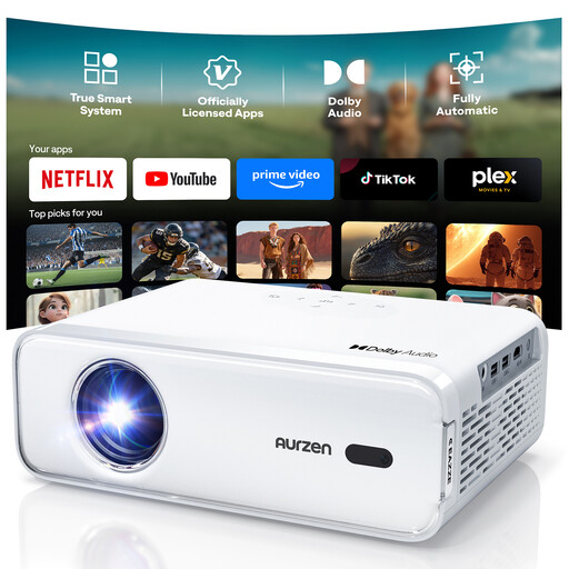 Aurzen Smart Beamer Home Cinema Projector 4K Supports Full HD 1080P