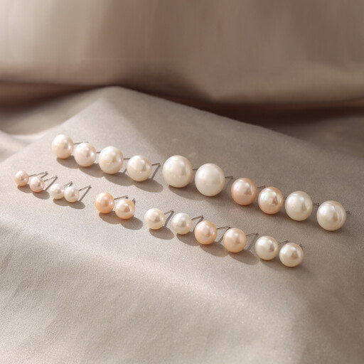 Ever Faith 8mm Pink Freshwater Cultured Pearl Stud Earrings