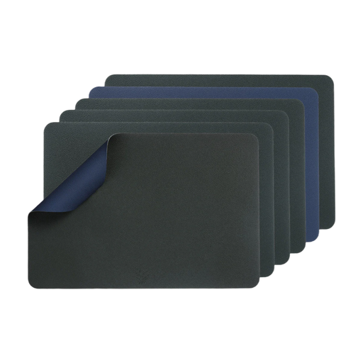 Reversible rectangular placemat in midnight blue and grey recycled leather