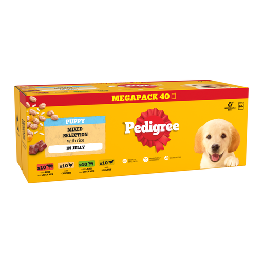 Pedigree Junior Puppy Wet Dog Food Mixed Selection in Jelly 40x100g Pouch