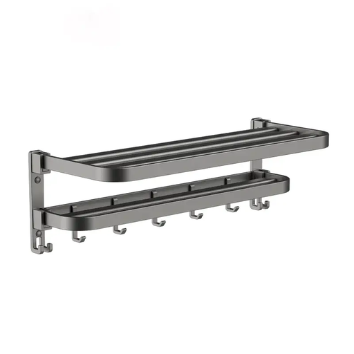 ochama×J.ZAO No Drill Towel Aluminum Bar - Bathroom Towel Rod Folding Towel Rack