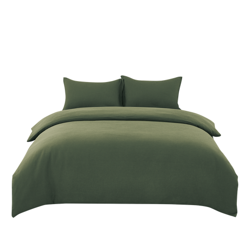 Dark Green Cotton Double Gauze Duvet Cover Set