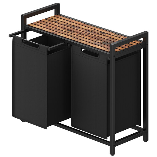 Ochama Laundry Hamper with 2 Compartments and Shelf