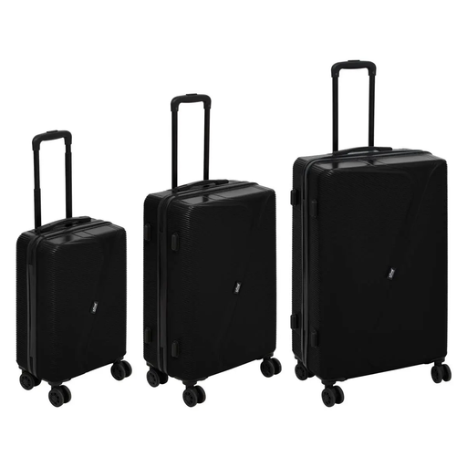 5five Set of 3 Hard Shell Suitcases with 4 Double Wheels