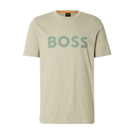 BOSS Cotton-Jersey T-shirt with Large Logo Print in Green