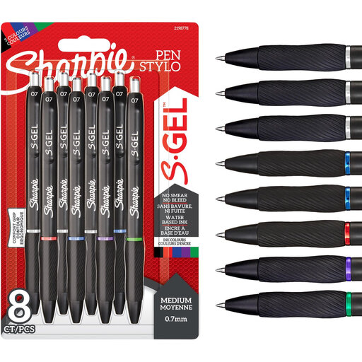 Sharpie S-Gel 中性笔套装,8 支装,0.7 mm