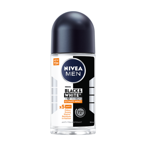 NIVEA Men Deodorant Roll-On Invisible Ultimate Impact Black & White 50 ml