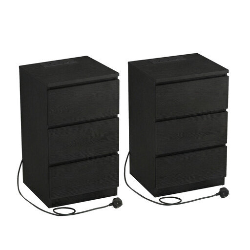 Ochama x SONGMICS Set of 2 Nightstands with Charging Station
