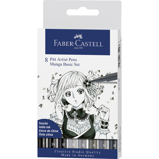 Faber-Castell Pitt Artist India Ink Pen, Wallet of 8
