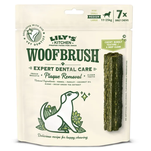 Lily’s Kitchen Woofbrush Dental Chews for Dogs, Size M (11–25 kg), 7 x 28 g