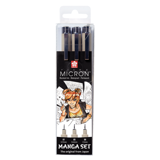SAKURA Pigma Micron Manga Collection – 3 Sizes – Black