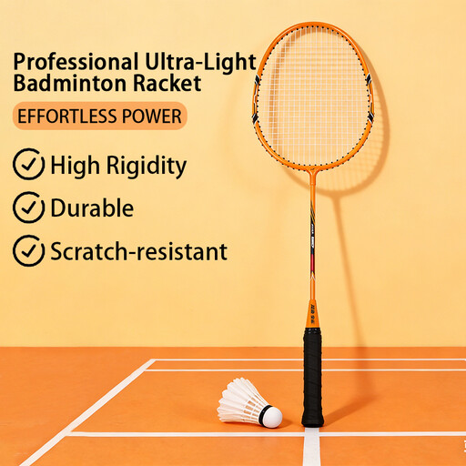 Double Fish JinQue Lightweight Durable Badminton Racket Double Set Orange