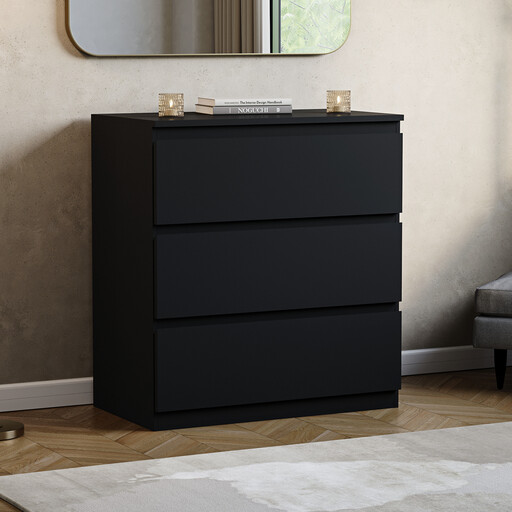 Vida Designs Drawer Chest Denver 3 Drawers Black