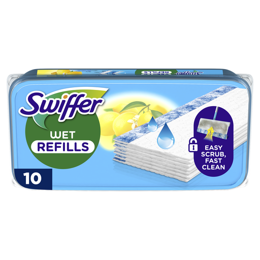 SWIFFER Sweeper 地板湿巾，预浸润，适用于硬质地板，可吸附灰尘、污垢和毛发，柠檬香型，10 片装