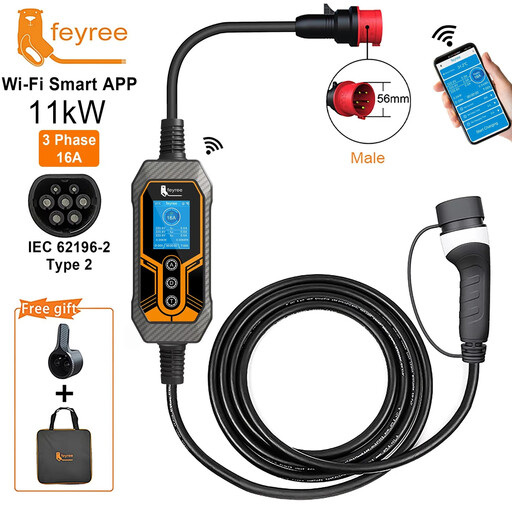feyree Type 2 Portable EV Charger 11KW