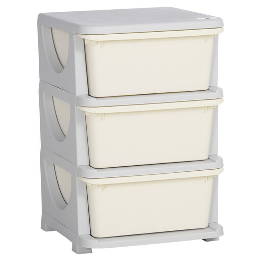 HOMCOM Kids Storage Units with 3 Drawers in Cream