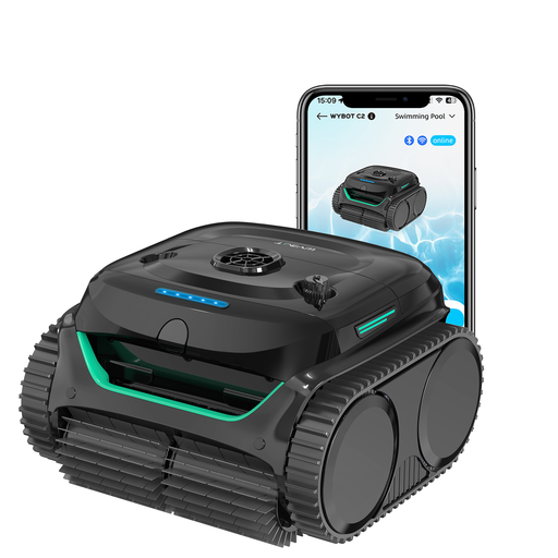 Wybot C2 Premium Robotic Pool Cleaner - App Control, Double Filtration, Brushless Motor, Auto-parking, Cordless, Cleans Floor Walls Waterline