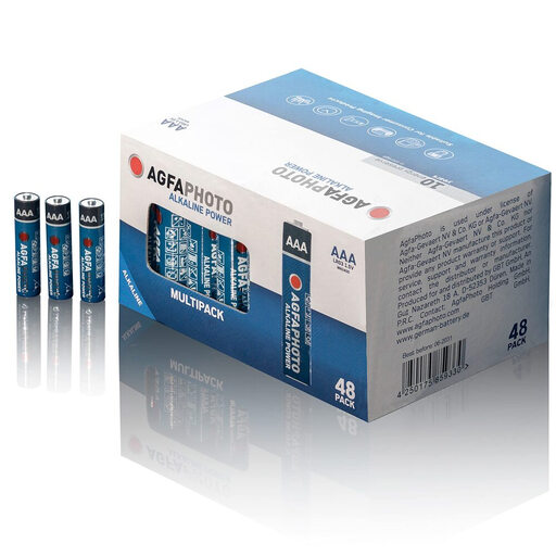 AGFAPHOTO Alkaline Battery, Micro, AAA, LR03, 1.5V Power, Retail Box (48-Pack)