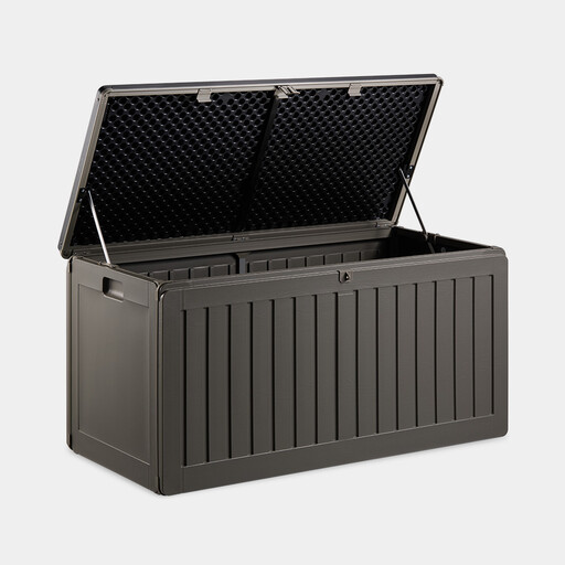 A grey Vonhaus 270L outdoor storage box