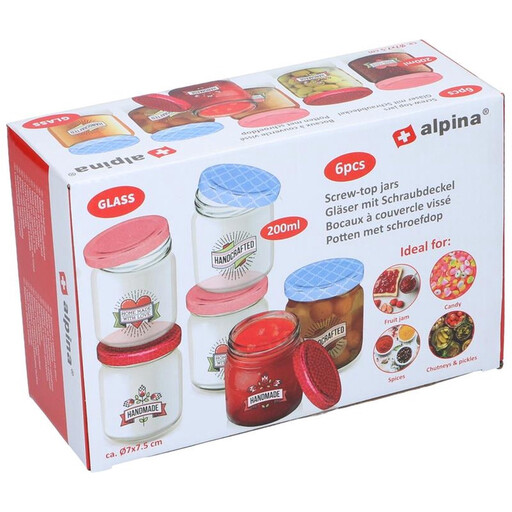 Alpina Glass Storage Jar Set - 6 pcs, 200ml, Transparent