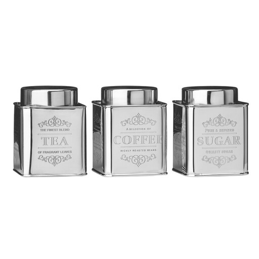 Premier Housewares Silver Tea, Coffee And Sugar Canister Set