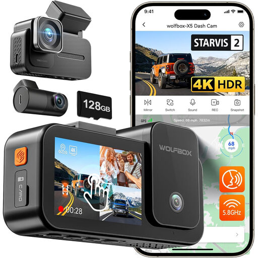 WOLFBOX X5 3 Channel 4K Dash Cam